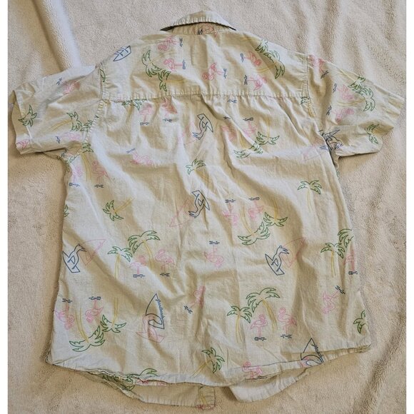 Grand Beach Club Hawaiian Button Up Shirt Mens Large Flamingo Surfer Palm Tree - Picture 7 of 8